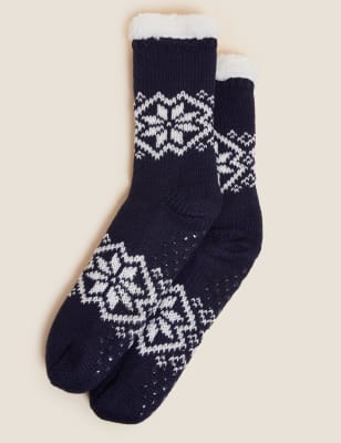 

Mens M&S Collection Fairisle Slipper Socks - Navy, Navy