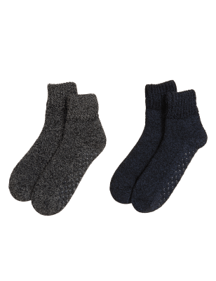 

M&S Collection Pack de 2 pares de calcetines zapatillaMens - Blue Mix, Blue Mix