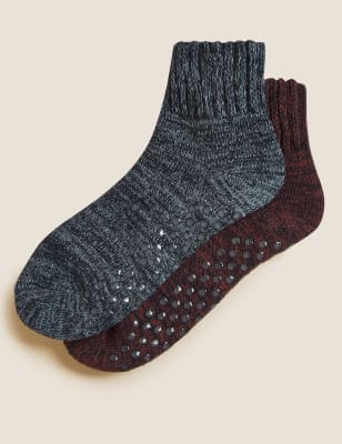 

Mens M&S Collection 2pk Slipper Socks - Navy Mix, Navy Mix