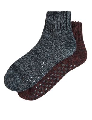 M&S Mens 2pk Slipper Socks
