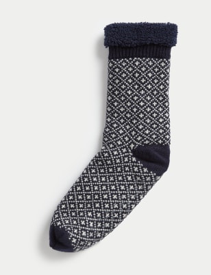 

Mens M&S Collection Fair Isle Slipper Socks - Navy Mix, Navy Mix