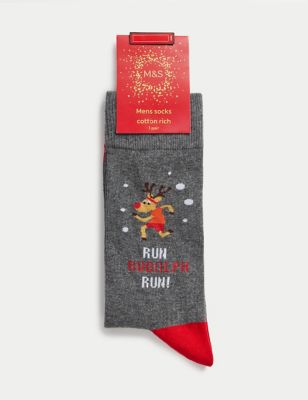 Run Rudolph Run Cotton Rich Socks