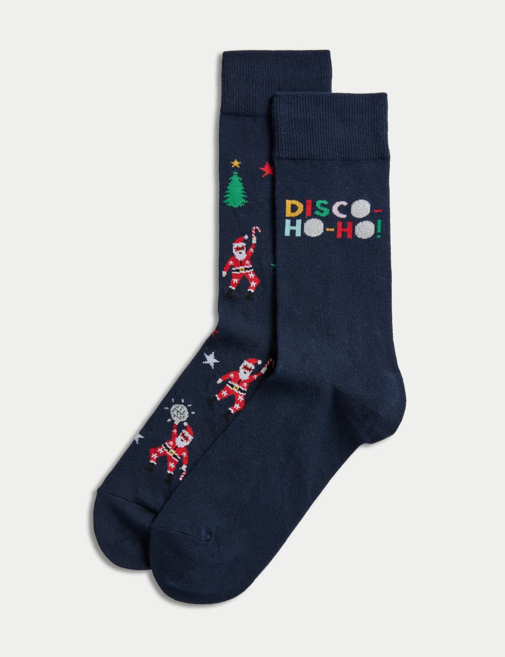 2pk Disco Santa Cotton Rich Socks image 1