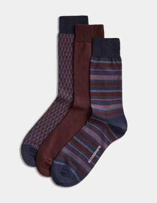 

Mens Autograph 3pk Assorted Modal Pima Cotton Socks - Burgundy Mix, Burgundy Mix