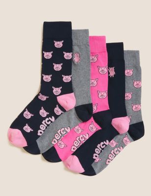 M&S Mens 5pk Percy Pig  Socks Gift Box