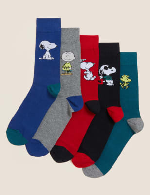

M&S Collection Pack de 5 pares de calcetines de algodón de Snoopy™Mens - Multi, Multi