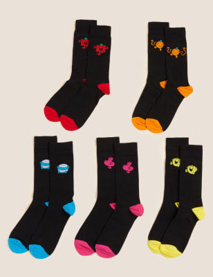 

Mens M&S Collection 5pk Cotton Rich Mr. Men™ Socks - Black Mix, Black Mix