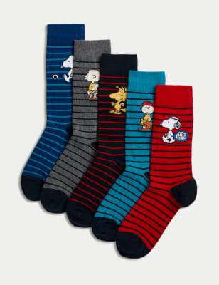 Calcetines altos Besocks de SNOOPY de algodón orgánico color azul