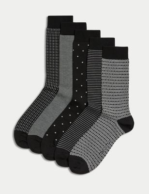 Autograph Men's 5pk Assorted Modal Pima Cotton Socks - 12-14 - Black Mix, Black Mix