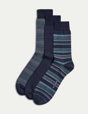 

Mens Autograph 3pk Assorted Modal Pima Cotton Socks - Navy Mix, Navy Mix