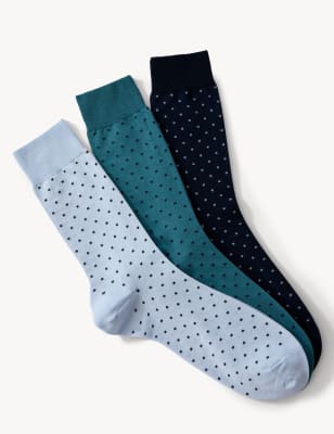 

Mens Autograph 3pk Spot Modal Pima Cotton Socks - Blue Mix, Blue Mix