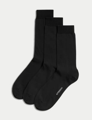 

Mens Autograph 3pk Modal Pima Cotton Socks - Black, Black