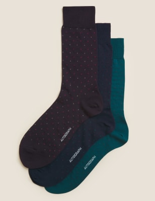 

Mens Autograph 3er-Pack gepunktete Socken aus Pima-Baumwolle und Modal - Multi, Multi
