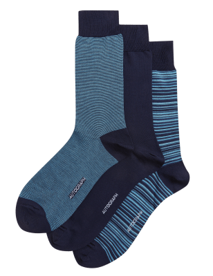 

Mens Autograph 3pk Assorted Modal Pima Cotton Socks - Blue Mix, Blue Mix