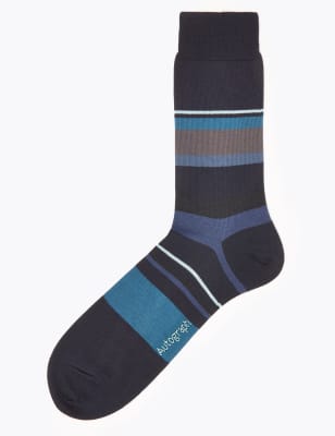 Chaussettes en modal et coton Pima &agrave; rayures