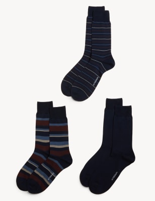 3pk Striped Modal Pima Cotton Socks