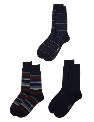 

Mens Autograph 3pk Striped Modal Pima Cotton Socks - Multi, Multi