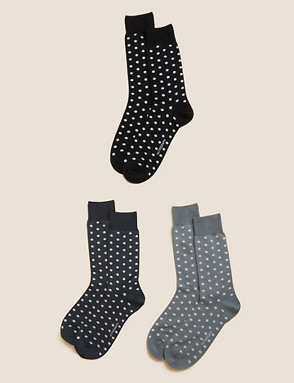 3pk Polka Dot Cotton Blend Socks
