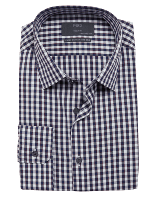 

M&S Collection Camisa de ajuste estándar de planchado fácil 100% algodónMens - Burgundy, Burgundy