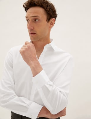 

Mens M&S Collection Tailored Fit Pure Cotton Shirt - White, White