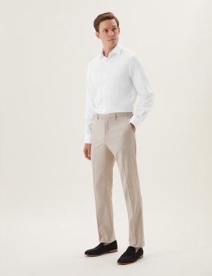 

M&S Collection Camisa de algodón ajustada elásticaMens - White, White