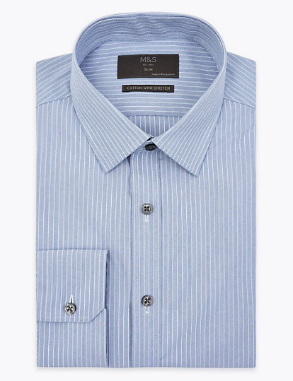 Slim Fit Striped Shirt with Stretch