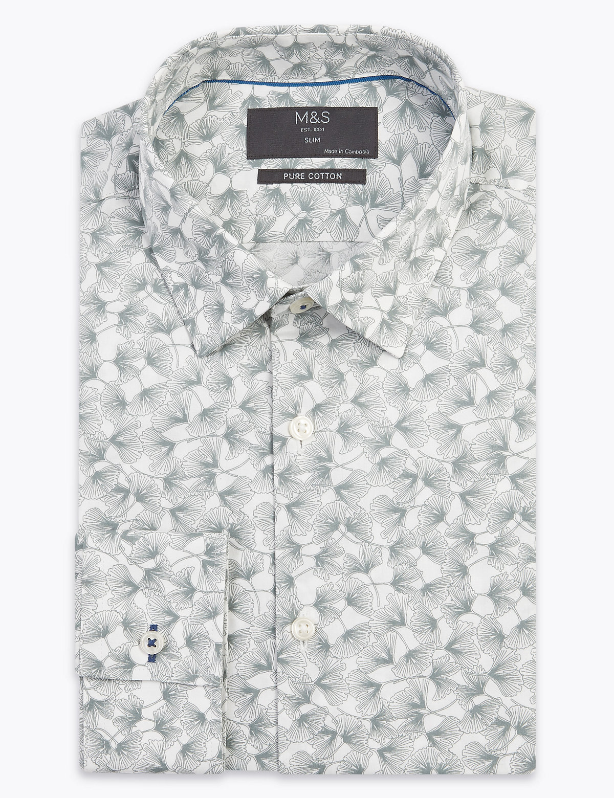 Slim Fit Pure Cotton Printed Easy Iron Shirt