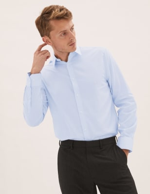 

Mens M&S Collection Regular Fit Pure Cotton Striped Shirt - White, White