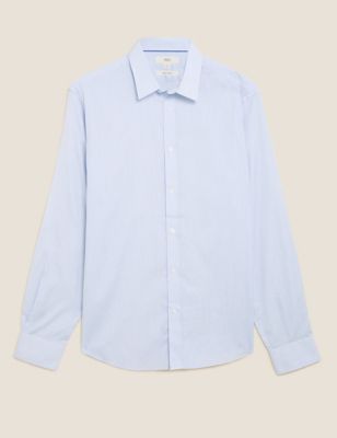 M&S Mens Regular Fit Pure Cotton Striped Shirt
