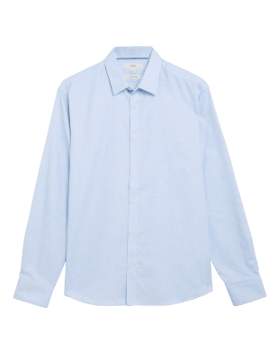 

Mens M&S Collection Regular Fit Pure Cotton Textured Shirt - Sky Blue, Sky Blue