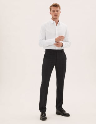 

Mens M&S Collection Normal geschnittenes Hemd aus reiner Baumwolle mit Strukturmuster - White, White
