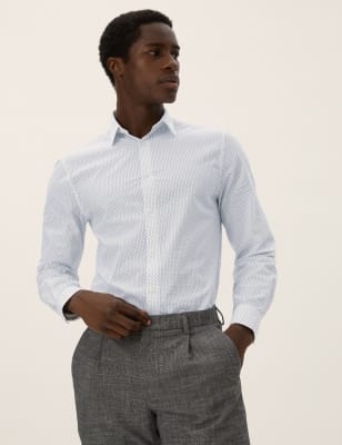 

M&S Collection Camisa geométrica de ajuste estándar 100% algodónMens - White Mix, White Mix