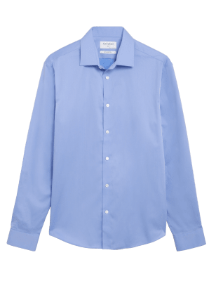 

Mens Autograph Slim Fit Cotton Rich Stretch Shirt - Light Blue, Light Blue