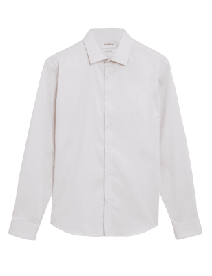

Mens Autograph Slim Fit Cotton Rich Stretch Shirt - Ivory, Ivory