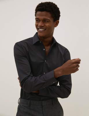 

Mens Autograph Slim Fit Cotton Shirt - Black, Black