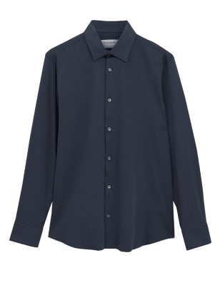 

Mens Autograph Slim Fit Jersey Cotton Shirt - Dark Navy, Dark Navy