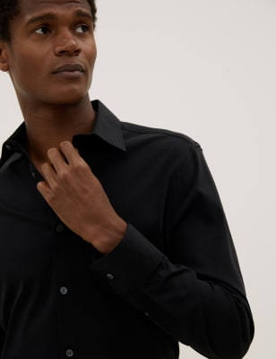 

Autograph Camisa ajustada de algodón de puntoMens - Black, Black
