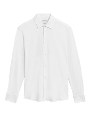 Autograph Mens Slim Fit Jersey Cotton Shirt - XXXL - White, White,Dark Navy,Air Force Blue,Bitter Chocolate