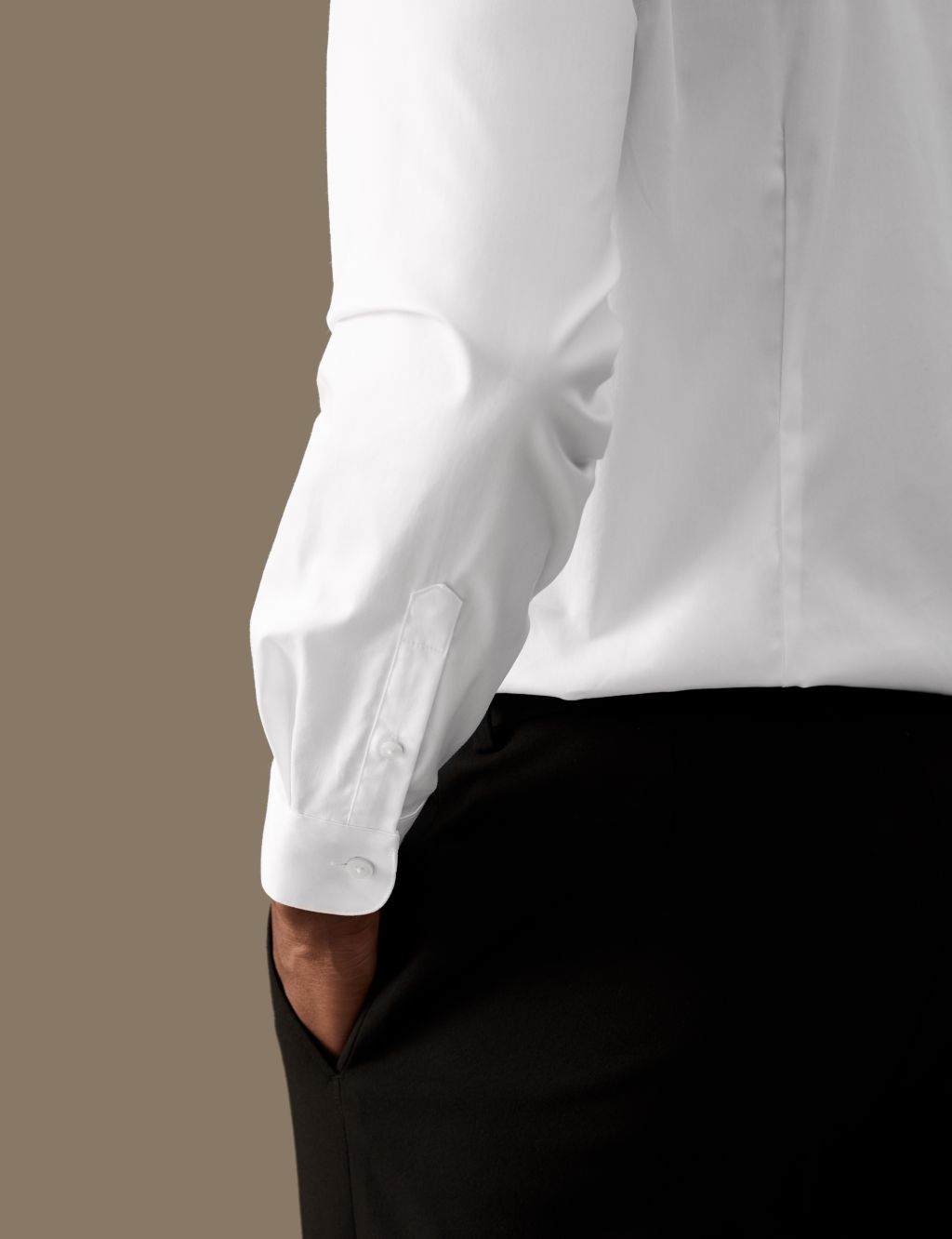 Slim Fit Cotton Stretch Grandad Collar Shirt image 6