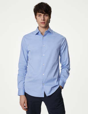 

Autograph Camisa elástica ajustada de planchado fácil de algodónMens - Blue, Blue