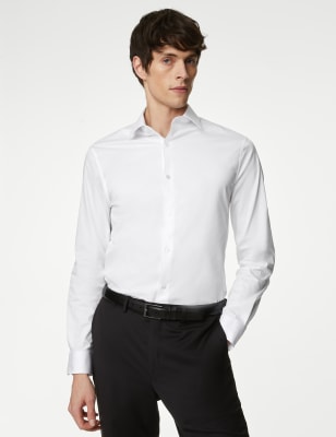 

Mens Autograph Slim Fit Easy Iron Cotton Rich Stretch Shirt - White, White