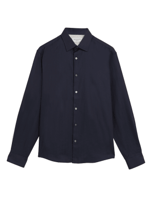 

Mens Autograph Regular Fit Easy Iron Pure Cotton Shirt - Navy, Navy