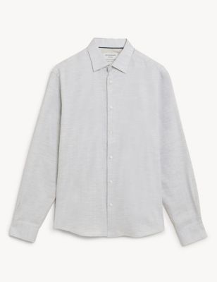 Regular Fit Pure Cotton Herringbone Shirt
