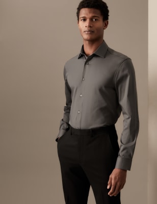 

Mens Autograph Slim Fit Easy Iron Cotton Rich Shirt - Mole, Mole