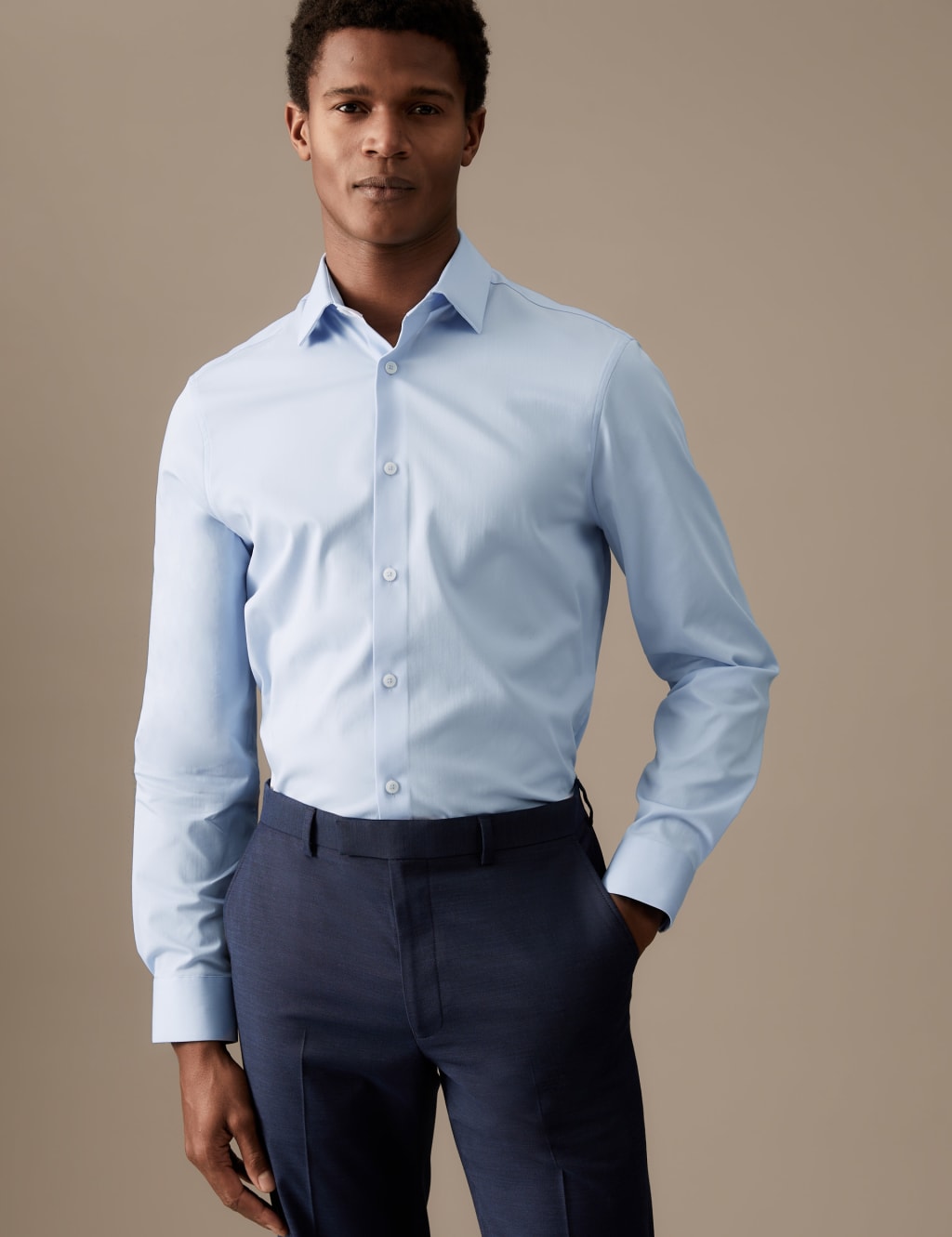 Slim Fit Easy Iron Cotton Rich Shirt image 1