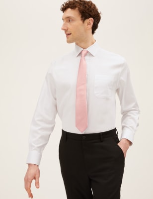 

M&S SARTORIAL Camisa de ajuste estándar de sarga de algodón sin planchadoMens - White, White