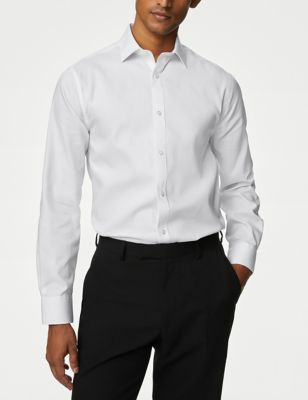 Marks And Spencer Mens M&S Collection Slim Fit Non Iron Pure Cotton Shirt - White