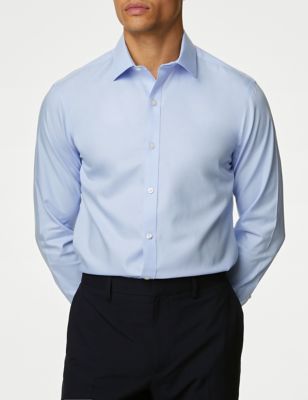 

Mens M&S Collection Slim Fit Ultimate Non Iron Cotton Shirt - Blue, Blue