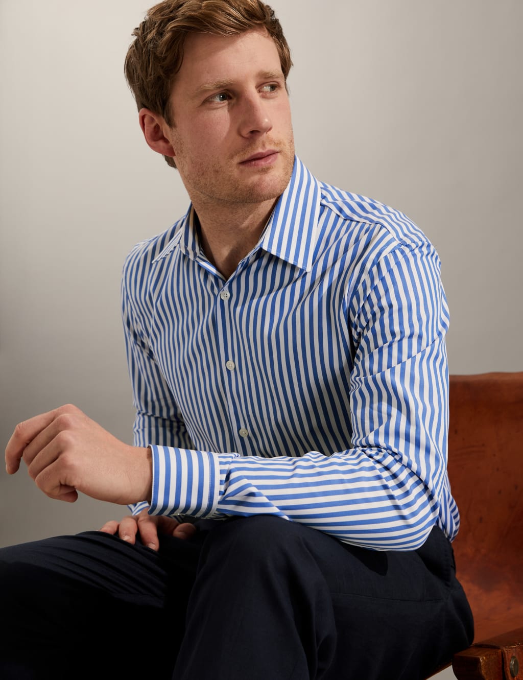 Regular Fit Pure Cotton Striped Shirt image 3