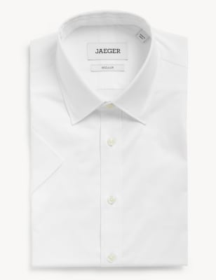 

JAEGER Mens Regular Fit Pure Cotton Twill Shirt - White, White